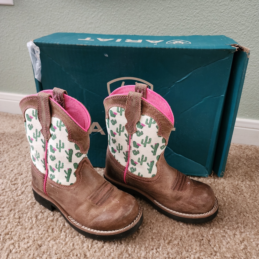 Ariat Kids' Brown and Pink Cactus Boots